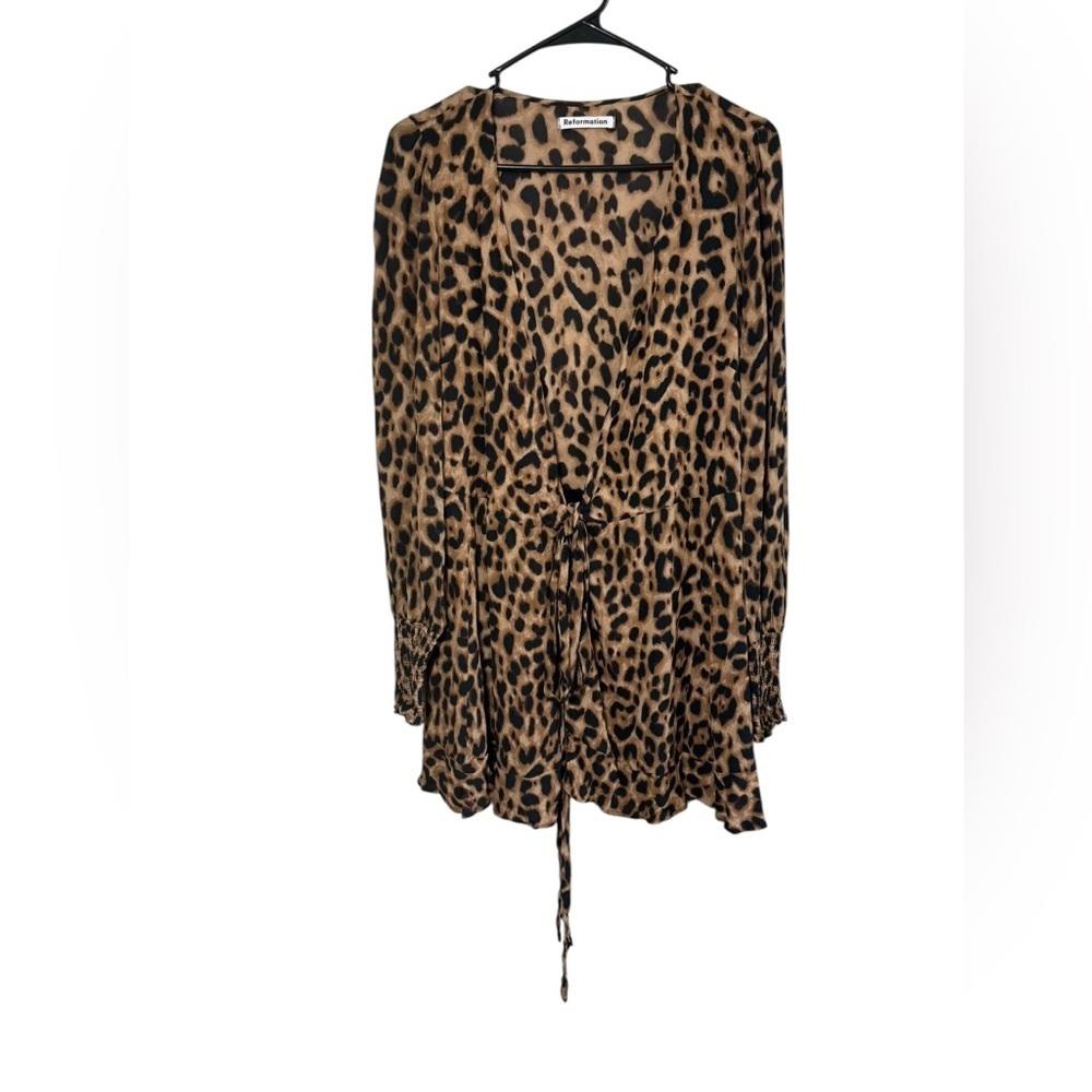 Reformation Alma Front Button Crepe V Neck Dress Size Small